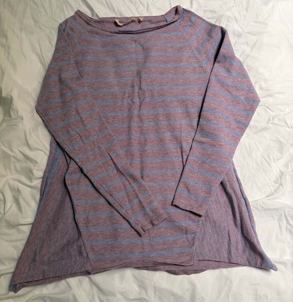 Soft Surroundings Women's Striped Boat Neck Long Sleeve Knit Tunic Top